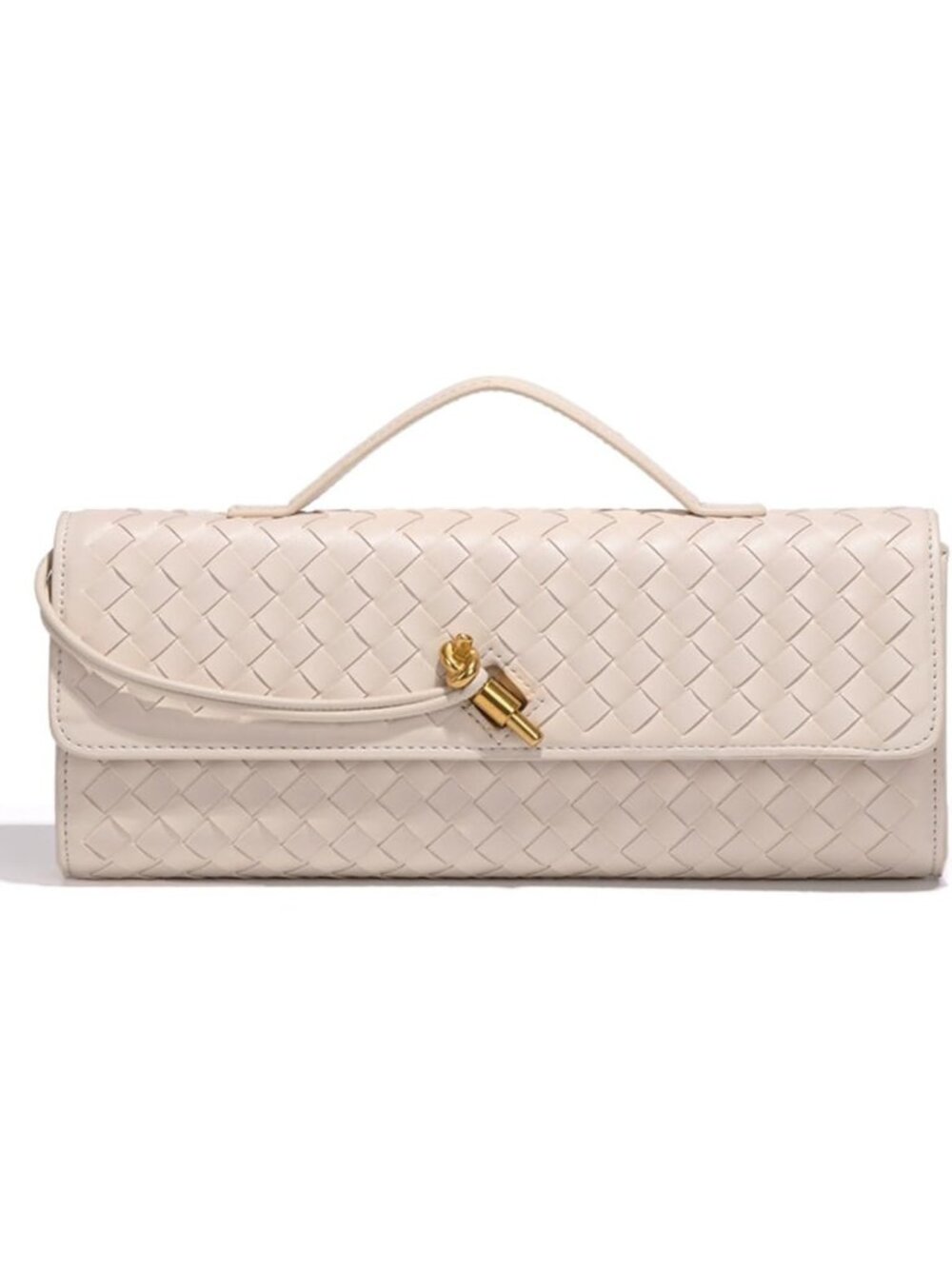 Women's Beige  Clutch Purse Trendy Slouchy Woven Crossbody Shoulder Hobo Handbag